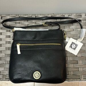 NWT Anne Klein crossbody black and gold purse